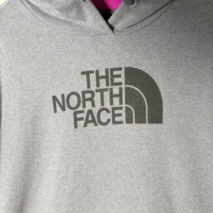 The North Face Gray Pink Fleece Graphic Print Pullover Hoodie Women’s size XL thumbnail 3