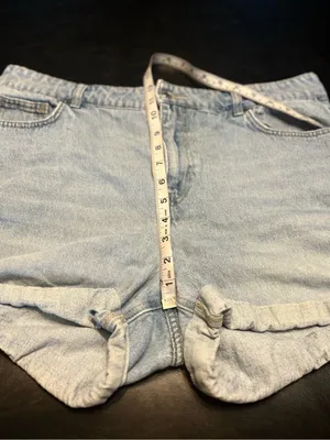 H&M Light Blue High-Rise Denim Jean Shorts size 14 thumbnail 7