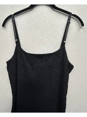 Vtg Black Velvet Burnout Midi Dress Medium Floral handkerchief hem Whimsigoth thumbnail 16