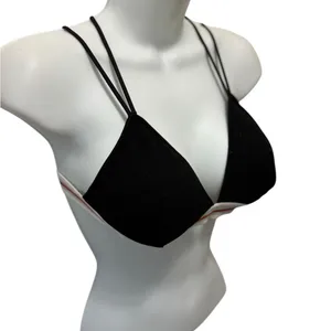 VS Victoria’s Secret Wireless Triangle Cotton Strappy Bra M Padded Black Striped thumbnail 2