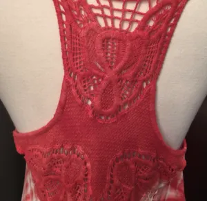 Love Notes Boho Coral Red Tie-Dye Tank Top thumbnail 3