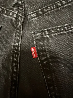 Levi’s Premium Ribcage Wide Leg Jeans W23 L32 Black Big E Zip Fly $110 thumbnail 7