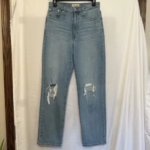 Madewell‎ Womens Size 27 Perfect Vintage Straight Jeans Distressed Light Wash thumbnail 2