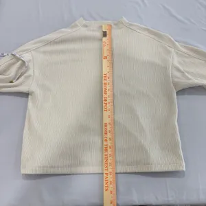 Madewell Striped Jacquard Textured Funnel neck Top‎ Antique Cream Size Medium thumbnail 5