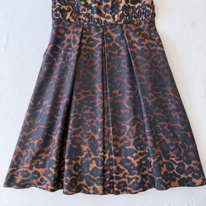 Alfani Womens 100%‎ Silk Leopard Print V-Neck Pleated A-Line Dress Brown Black 8 thumbnail 9