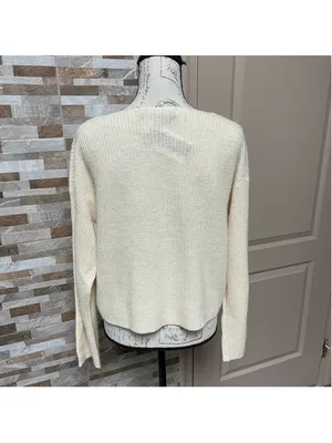 360 cashmere yellow/beige light weight knit cashmere pullover sweater Sz XS $334 thumbnail 4