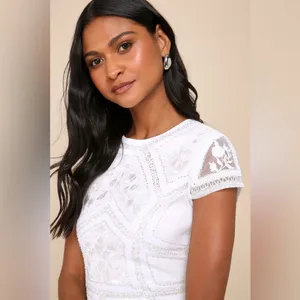 Lulus Spread Your Shine White Sequin Embroidered Bodycon Dress in White Size S thumbnail 4