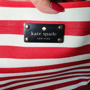 Kate Spade Kenneth Modern Tote Women XL‎ Red White Striped Nautical Shoulder Bag thumbnail 2