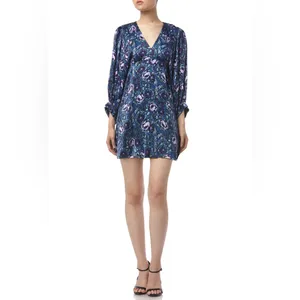 AMUR Steph Mini Dress, Azure Abstract Floral Print, 0 (US) thumbnail 2