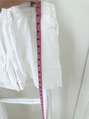 Old Navy White Drawstring Linen Blend 4” Shorts Size Large thumbnail 11