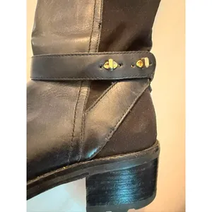 COACH Black Pearla Leather Turnlock Knee-high Boots Size 8 Equestrian Q7677 thumbnail 4