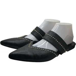 Anine‎ Bing Leather Daphne Black Studded Mules Flats Capsule Luxury Grunge 10 thumbnail 2
