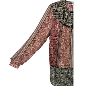 DR2 Women's Tunic Top Size Medium‎ Pink Black Paisley Boho Tassel V-Neck thumbnail 8