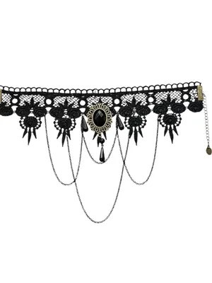 Victorian/Gothic Lace Choker Necklace Black thumbnail 4