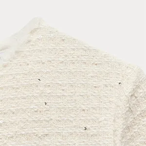 NWT❗️ZARA Elegant White Tweed Short Cutted Dress ZW Collection Mini Ivory Size M thumbnail 8