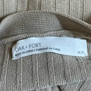 Oak + Fort Tan Ribbed Knit V Neck Long Sleeve Crop Button Up Cardigan Sweater XS thumbnail 5