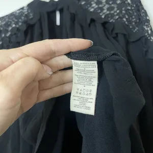 Free People long sleeve black embroidered ruffle hem blouse top small thumbnail 4