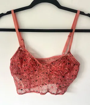 Free People Intimately Red Bralette Mesh Lace Dainty Stars Festival Concert thumbnail 1