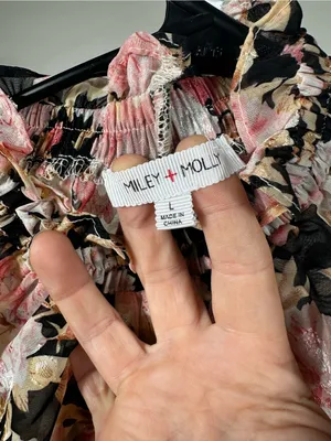 N99 Miley and Molly- Floral Ruffle Blouse in Pink and Cream on Black thumbnail 2