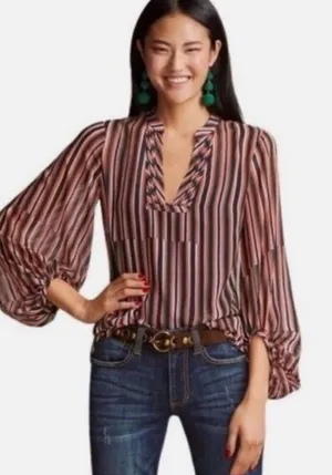 Cabi Chiffon Sheer Balloon Sleeve Blouse thumbnail 1