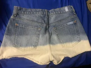Dip-Dye Denim Cutoff Shorts - Blue & White thumbnail 1