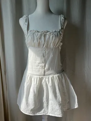 PacSun Linen White Milkmaid Dress thumbnail 1