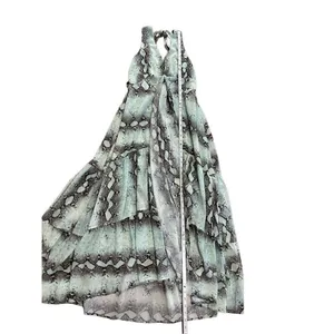 VICI dress Move Like Mamba green snake print crepe hi low maxi sz small‎ thumbnail 7