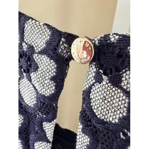 Tommy Hilfiger Floral Lace Trapeze Dress Sleeveless Shift Navy Blue White Size 6 thumbnail 5