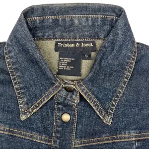 Tristan & Iseut Denim Button Down Shirt Dress Small Cowgirl Western Cottage‎ EUC thumbnail 5