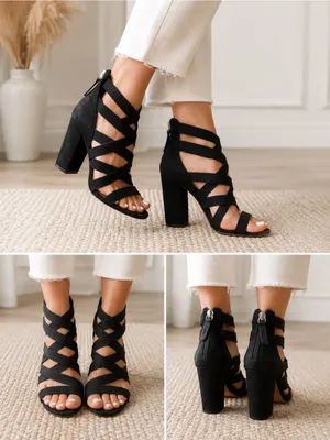 Schutz “Stanley” Suede Strappy Cage Sandals Black | Size 6 thumbnail 9