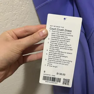 Lululemon Court Crush Tennis Dress Charged Indigo Purple Size 8 NWT thumbnail 3