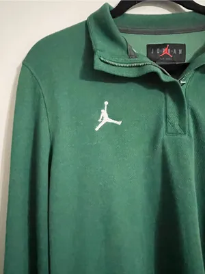 Nike Jordan Dri-fit Jumpman 1/4 Zip Long Sleeve Green Top DQ7917 Women’s Sz L thumbnail 3