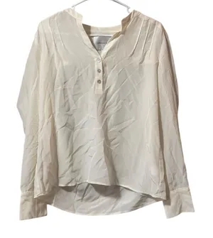 Amour Vert Women Size Medium Silk Long Sleeve Blouse Buttons Luxury‎ Formal City thumbnail 1