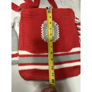 Ohio State Buckeyes Crochet Convertible Drawstring Backpack Bag & Glasses Case Red thumbnail 3
