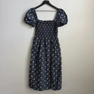 J. Crew Short-Sleeve Smocked Dress in Starry Swirl Navy Size Small thumbnail 2