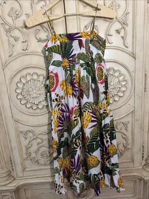 Farm Rio Anthropologie Cotton Tripixal Forest Maxi Dress Size Large thumbnail 7