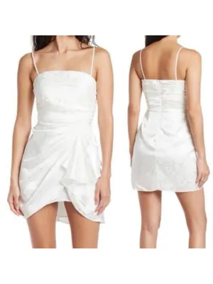 Ronny Kobo June Floral Jacquard Draped Mini Dress in White Size Small Bridal thumbnail 2