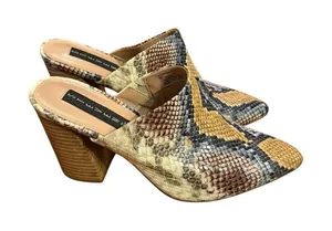 Steven by Steve Madden Nox Snake Python Chunky Block Heeled Mules Sz 8 Womens Fa thumbnail 1
