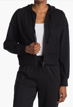 Abound Black Zip Front Pullover Hoodie thumbnail 1