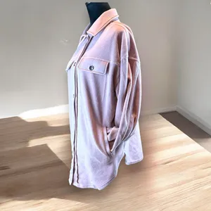 Bibi Women's Fleece Jacket Light Pink Mauve Oversized‎ Relaxed Fit SM Pockets thumbnail 3