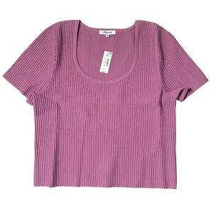 Madewell Ottoman Rib Crop Top Shaded Pink NEW thumbnail 1