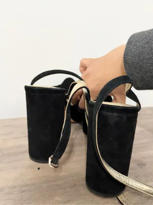 Kate spade black heels velvet block heel size 5.5 platform thumbnail 3