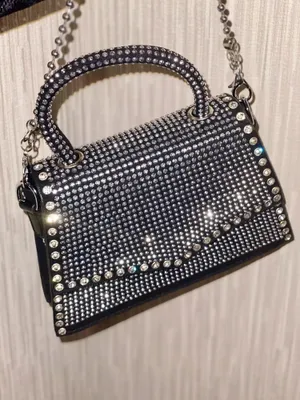 22cm Hobo Clutch Evening Cross Body Bling Luxury Glitter Diamond Black Sparkle Bag Handbag Clutch Purse New Chain thumbnail 5