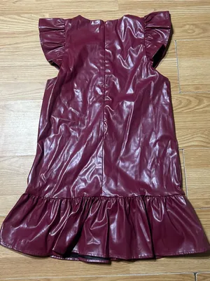 TCEC Burgundy Faux Leather Ruffle Sleeve Mini Dress Medium thumbnail 10