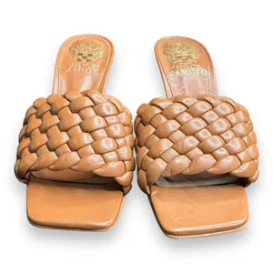 Vince Camuto‎ Leather Quilted Heeled Sandals Brinela Brown Sz 5.5 thumbnail 2