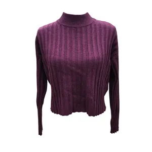 Madewell NWT Mockneck Ribbed Wool Blend‎ Cropped Sweater Plum Purple NM625 XS thumbnail 2