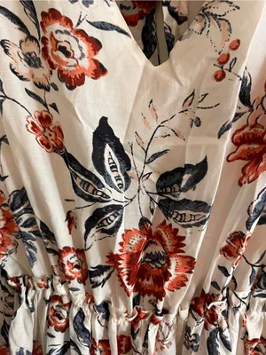 Lucky Brand White Maxi Dress with Red and Navy Floral Print thumbnail 2