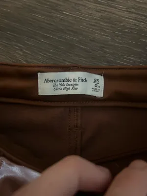 Abercrombie & Fitch 90’s Straight Ultra High Rise Brown Leather Pants thumbnail 2