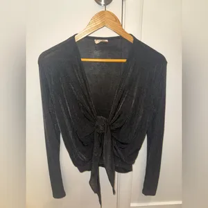 Showpo CORTEZ PLUNGING CENTRE FRONT WAIST TIE TOP IN BLACK thumbnail 2