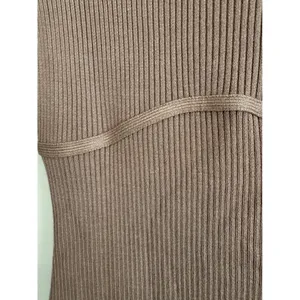 Abercrombie &‎ Fitch Ribbed Scoop Neck Mini Dress Mauve Brown Long Sleeve MP thumbnail 5